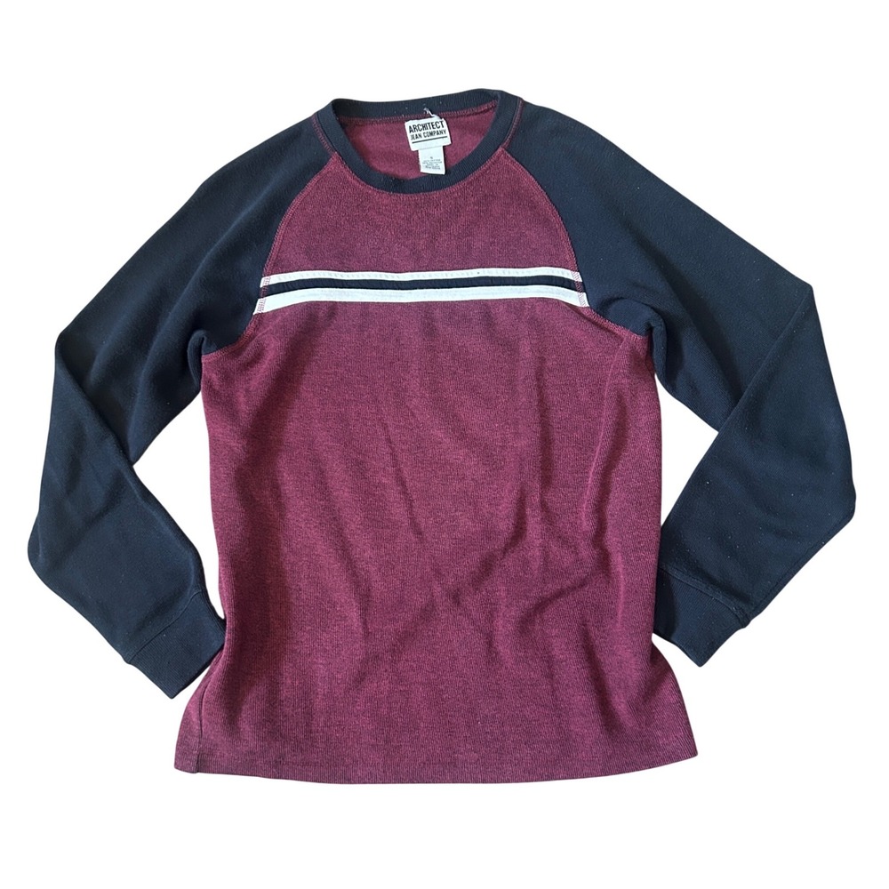 Architect Jean Company Skater Mens Burgundy Black Crew‎ Neck Sweater